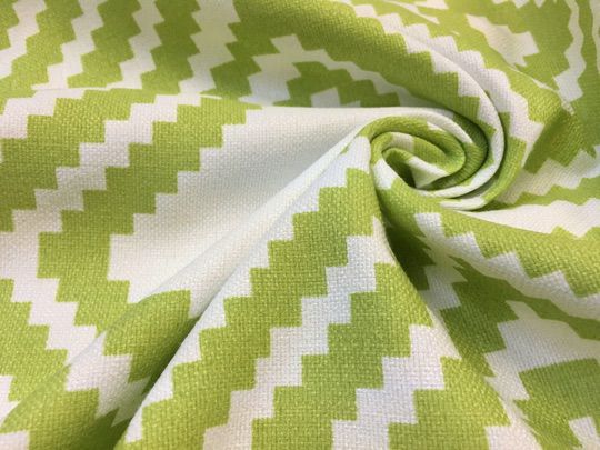 白＆ライムグリーン＆幾何学模様のカーテン