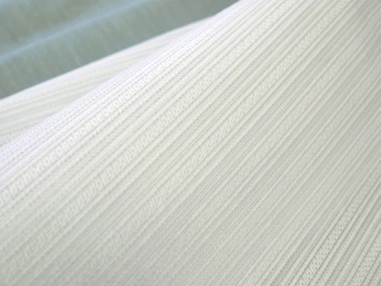 ホワイト＆ストライプ柄の花粉キャッチレースカーテン