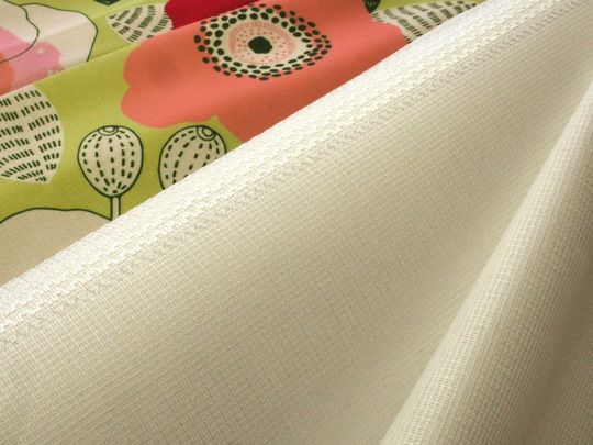 オフホワイト＆シルバー＆ストライプ柄の花粉キャッチレースカーテン