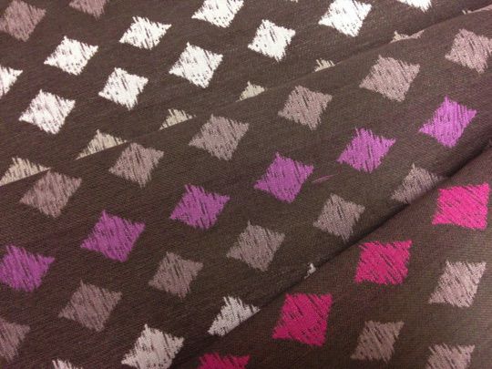 紫＆シルバー＆ピンク＆薄紫＆ダイア模様のプレミアムカーテン