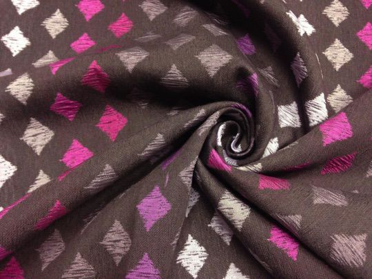 紫＆シルバー＆ピンク＆薄紫＆ダイア模様のプレミアムカーテン