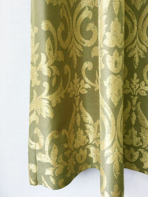 ゴールド＆ダマスク柄のジャカード織カーテン