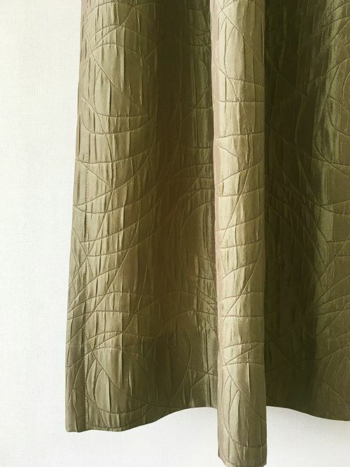 ゴールドグレー＆バラ＆幾何学模様のジャカード織カーテン