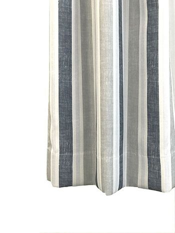 ネイビー&グレー&スモーキーブルー&縦ストライプの遮光カーテン