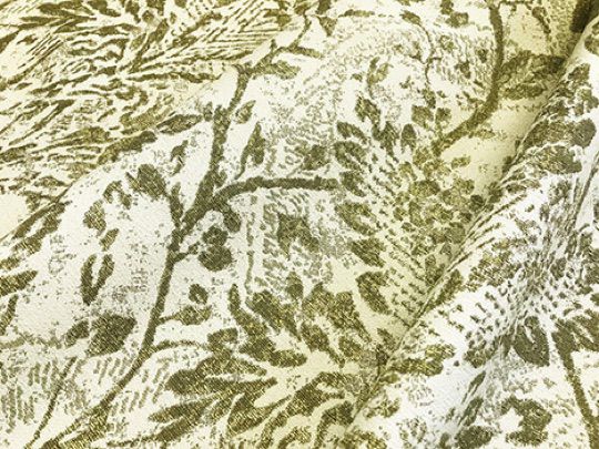 オフホワイト&ブロンズ&植物模様モチーフのジャガード織カーテン