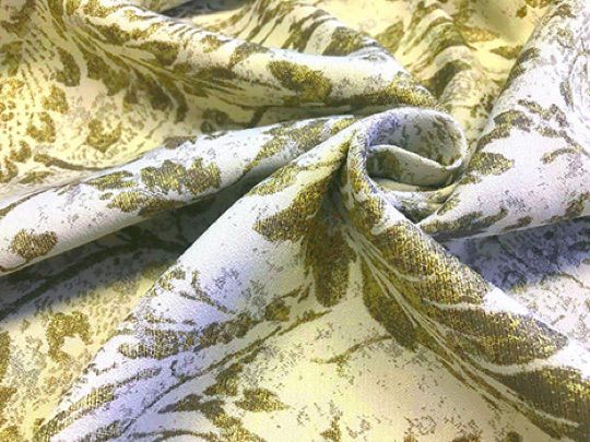 オフホワイト&ブロンズ&植物模様モチーフのジャガード織カーテン