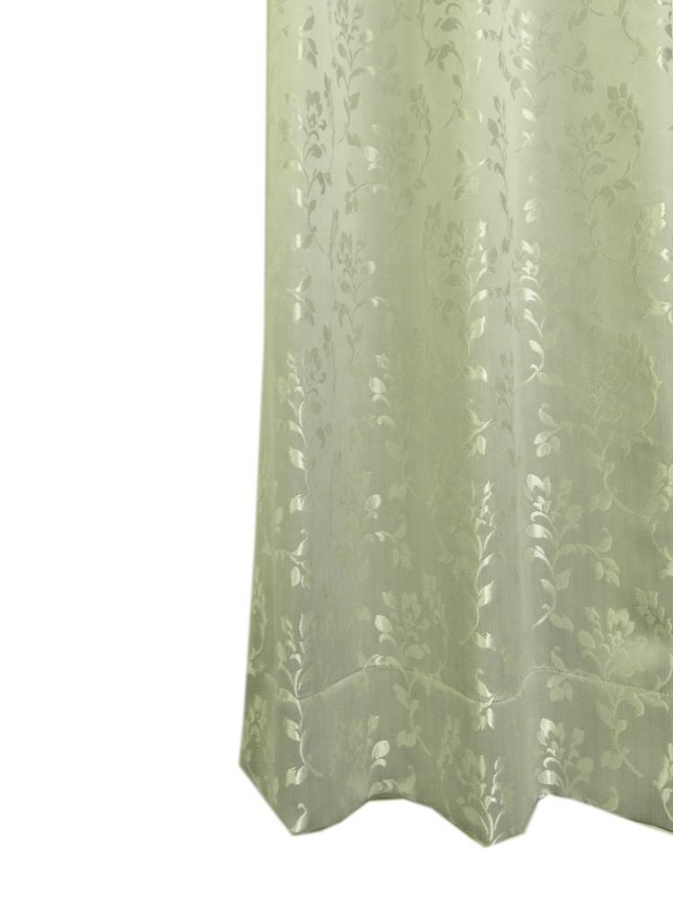 ライトグリーン＆植物モチーフ柄の2級遮光カーテン