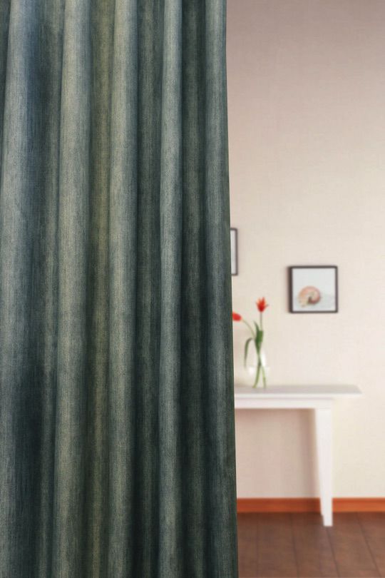 14590|インディゴブルー&グレー&ブルー&デニム風の2級遮光カーテン