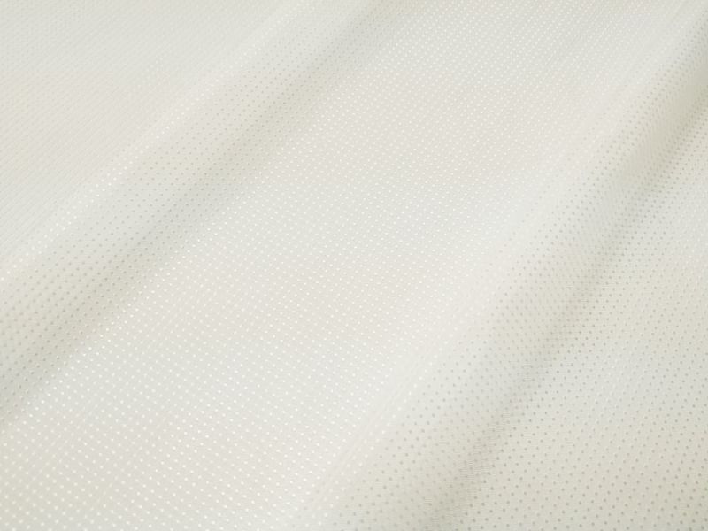 ホワイト＆シルバードット調の遮熱ウェーブロンレースカーテン(UPF50+)